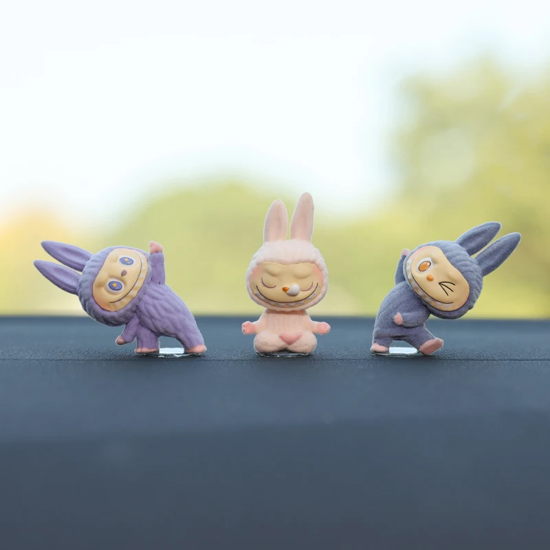 Labubu Car Dashboard Display Toy Blind Box Automotive Interior Decoration Cartoon Yoga Series Center Console Ornament