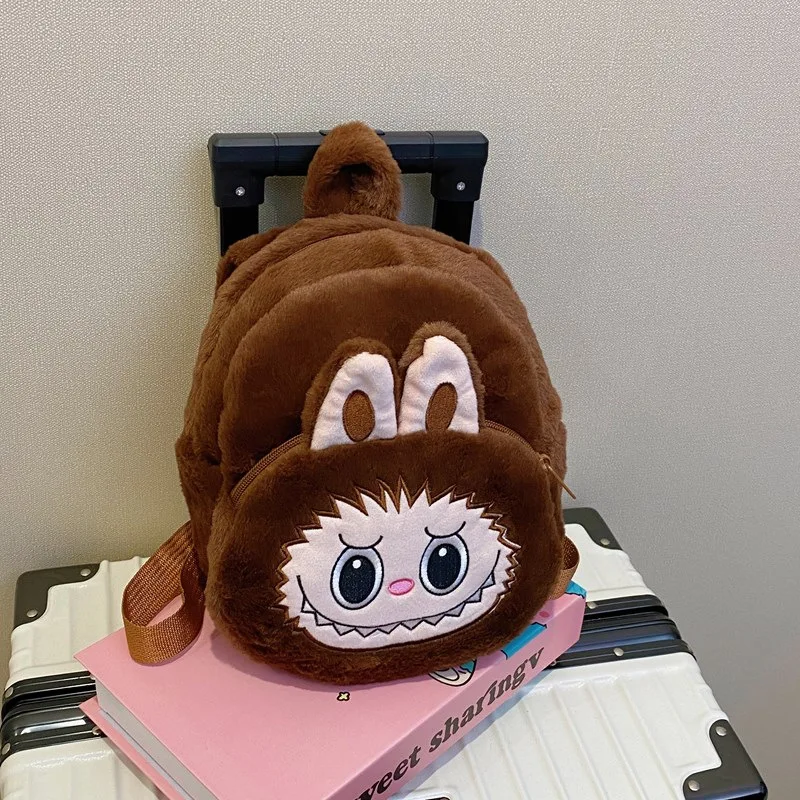 2024 Labubu Bakcpack for Girls Kids Cute Cartoon Plush Doll Bag Student Kawaii Backpack Outdoor Travel Bag