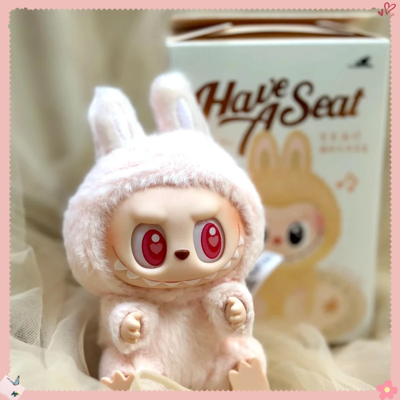 Kawaii Macaron 2nd The Monsters Labubu Sitting Party Vinyl Plush Blind Box Toy Keychain Pendant Surprise Box Birthday Gift