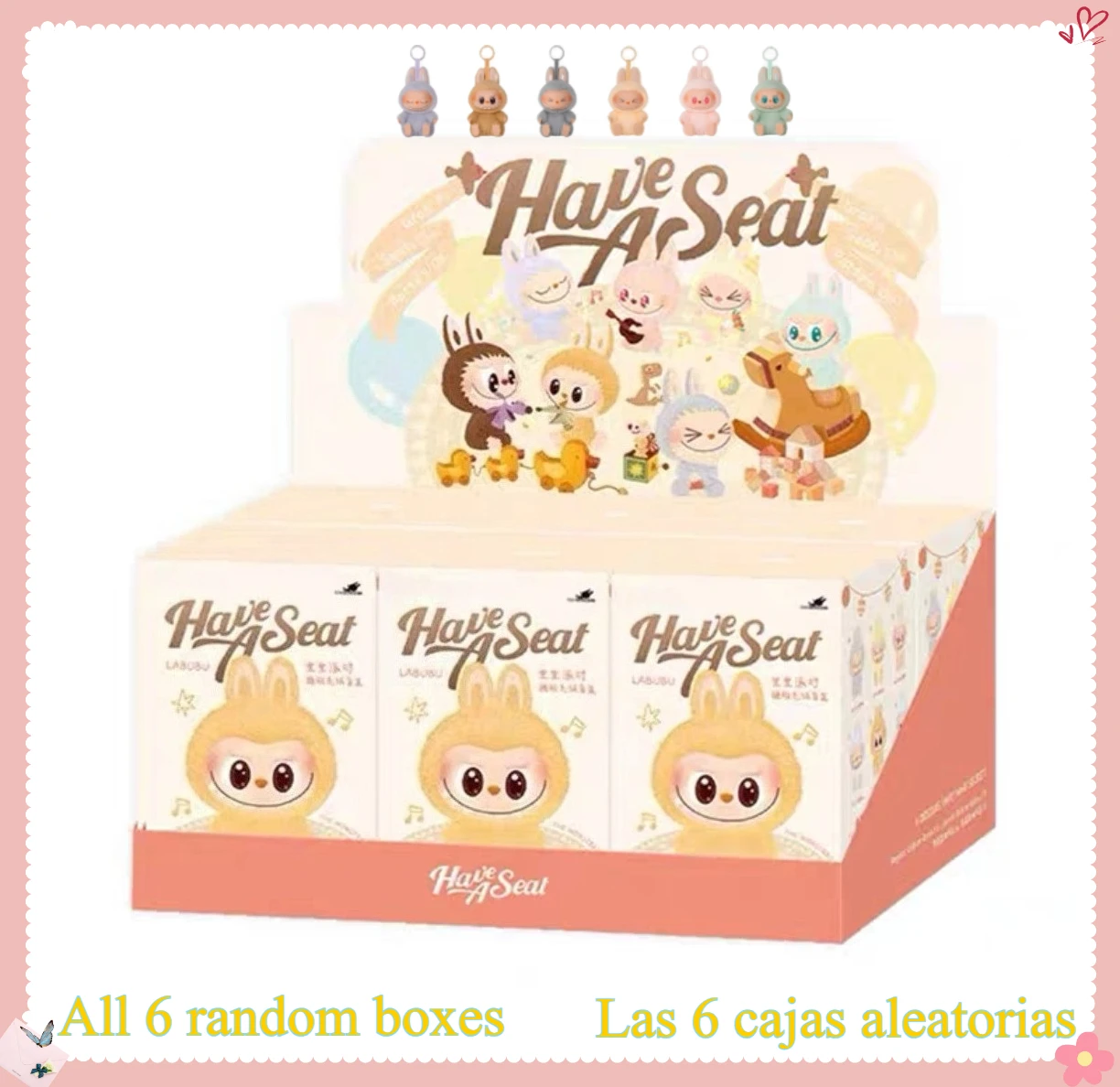 Kawaii Macaron 2nd The Monsters Labubu Sitting Party Vinyl Plush Blind Box Toy Keychain Pendant Surprise Box Birthday Gift