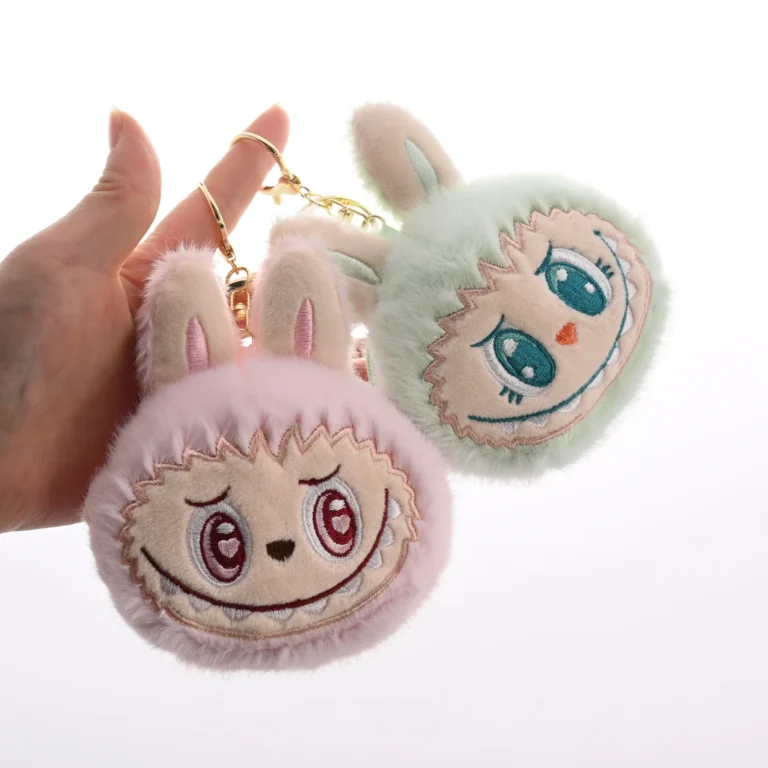 Kawaii Labubu Keychain Cartoon Creative Three-Dimensional Doll Students Schoolbag Pendant Car Keyring Women and Men Trend Gifts