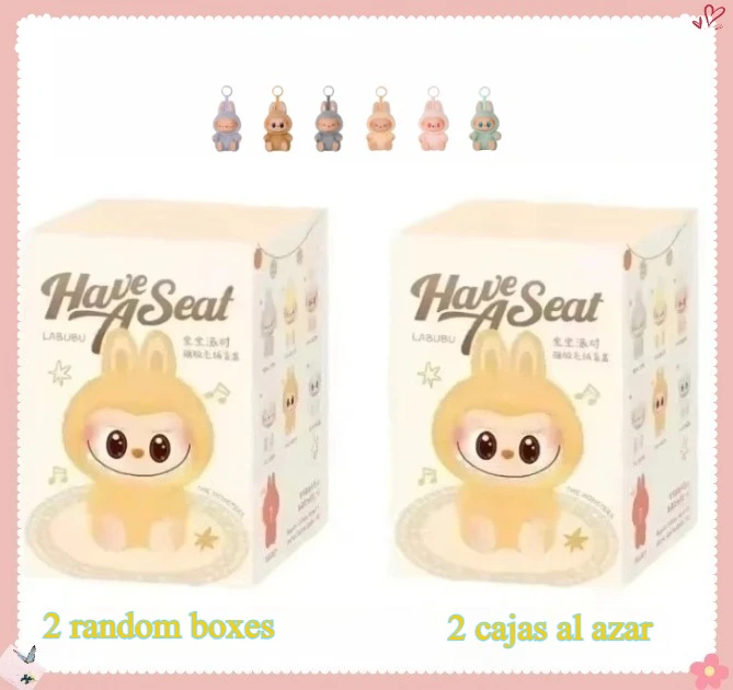 Kawaii Macaron 2nd The Monsters Labubu Sitting Party Vinyl Plush Blind Box Toy Keychain Pendant Surprise Box Birthday Gift