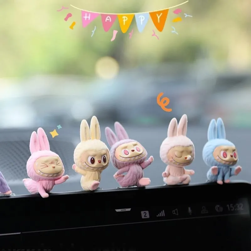 Labubu Car Dashboard Display Toy Blind Box Automotive Interior Decoration Cartoon Yoga Series Center Console Ornament