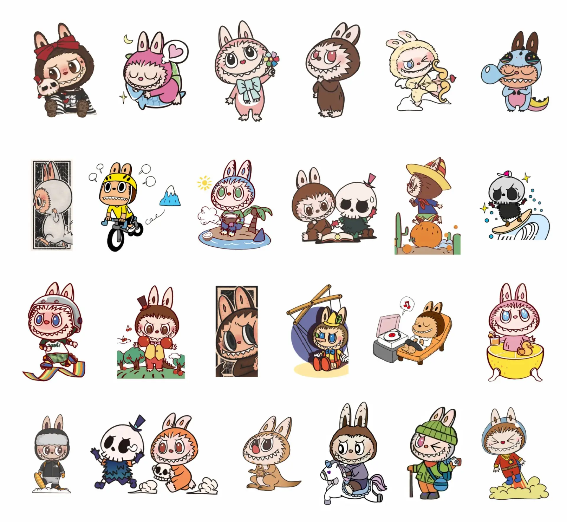 50Pcs Cartoon Labubu Stickers Cute Labubu Monster DIY Stickers Scrapbooking Phone Luggage Skateboard Vinyl  Waterproof Decals