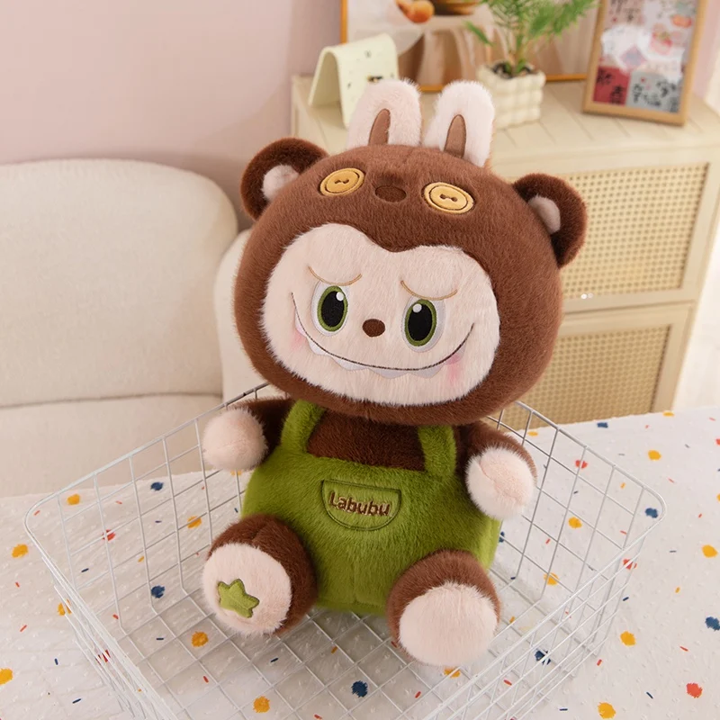 Original Popmart Labubu Braces Plush Toy Kawaii Stuffed Doll 3 Sizes Animal Cute Labubu Cartoon Pillow Home Decor Birthday Gifts