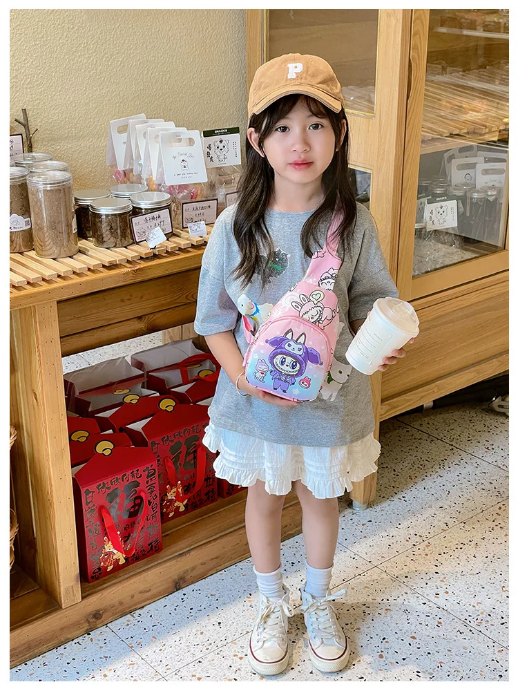 2024 Bubble Mart Labubu children's bag chest bag cartoon explosion girl accessories bag tide tide slimbopher bag 2024 Bubble Mart Labubu children's bag chest bag cartoon explosion girl accessories bag tide tide slimbopher bag