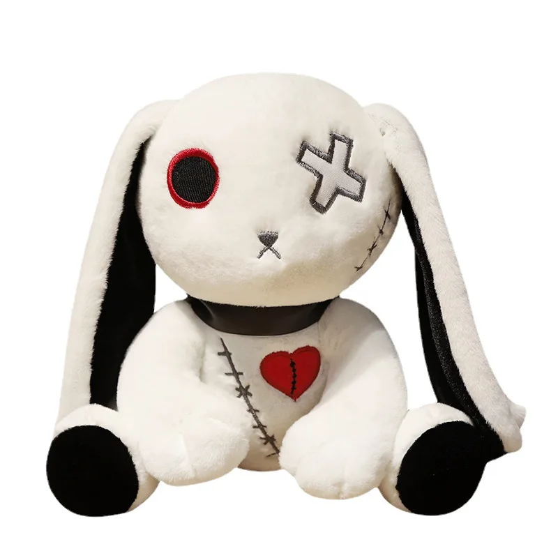 1pc Creepy Goth Bunny Plush Crazy Rabbit Plushie Toys, Spooky Gothic Bunny Stuffed Animal Cute Horror Dreadful Bunny Doll, For H 1pc Creepy Goth Bunny Plush Crazy Rabbit Plushie Toys, Spooky Gothic Bunny Stuffed Animal Cute Horror Dreadful Bunny Doll, For H