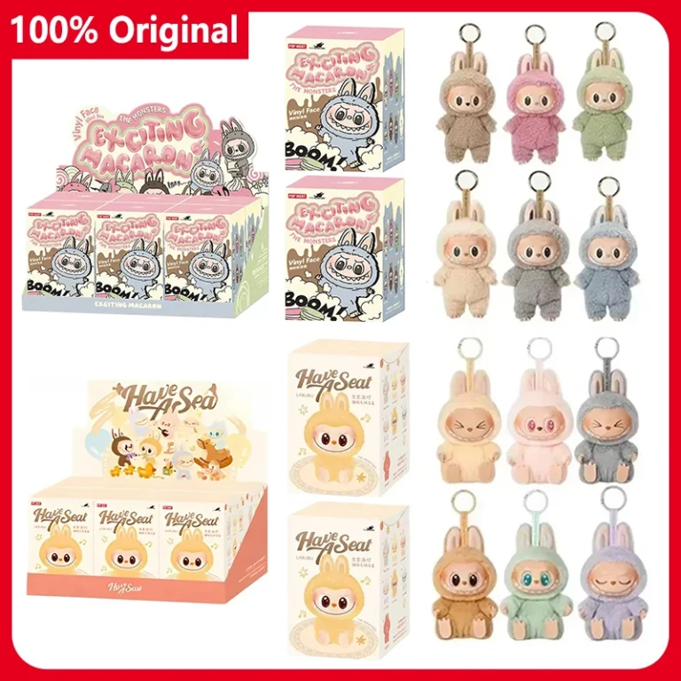 16cm Labubu The Monsters Heartbeat Macaron Enamel Face Plush Model Figurine Tabletop Ornament Kawaii Cartoon Kids Birthday Gift
