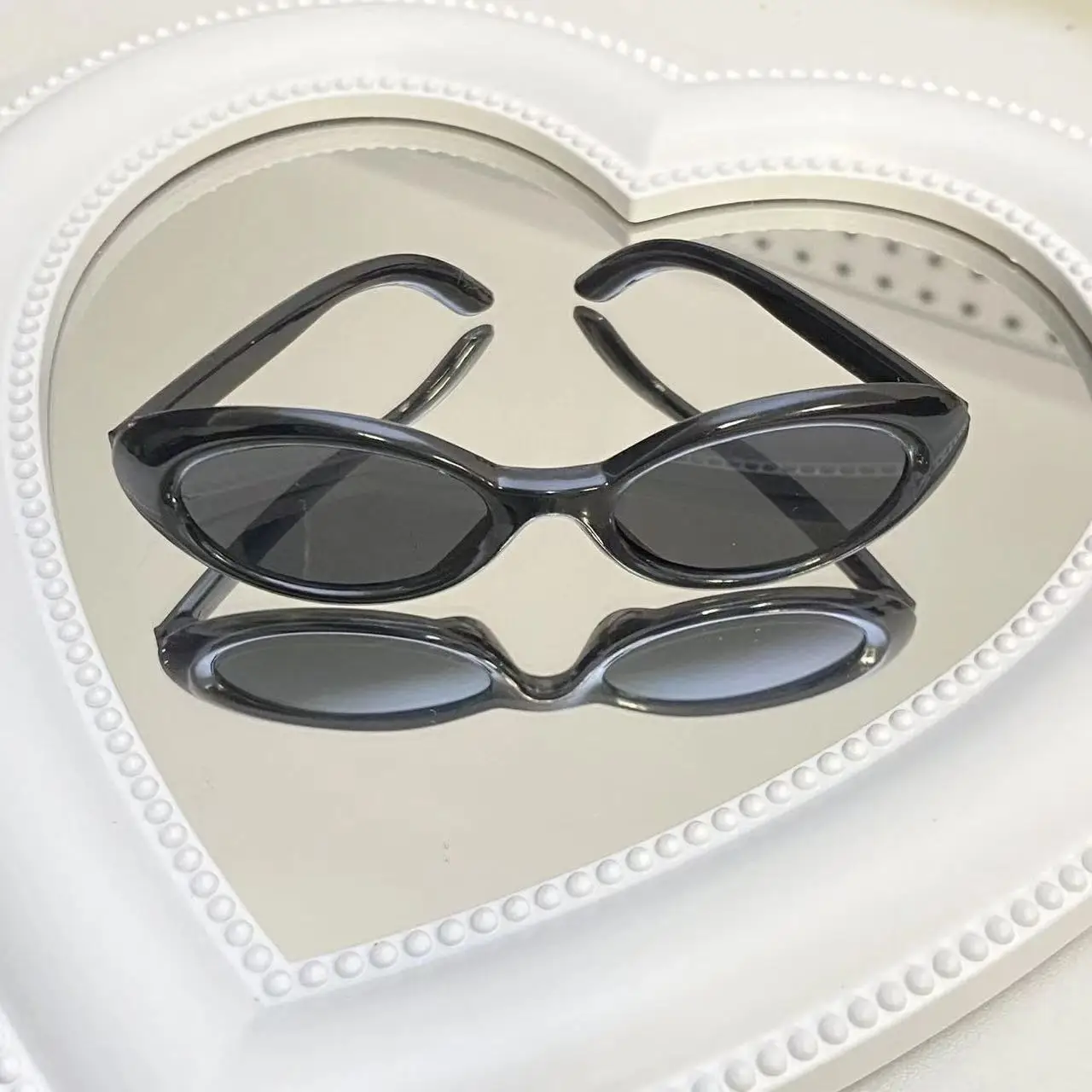 6.5cm Oval Sunglasses Fashion Transparent Plastic Glasses for Labubu MSD SD Plush for Kpop Idol Doll Sunglasses Accessories
