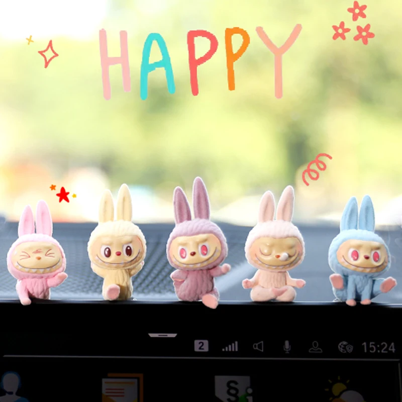 Labubu Car Dashboard Display Toy Blind Box Automotive Interior Decoration Cartoon Yoga Series Center Console Ornament