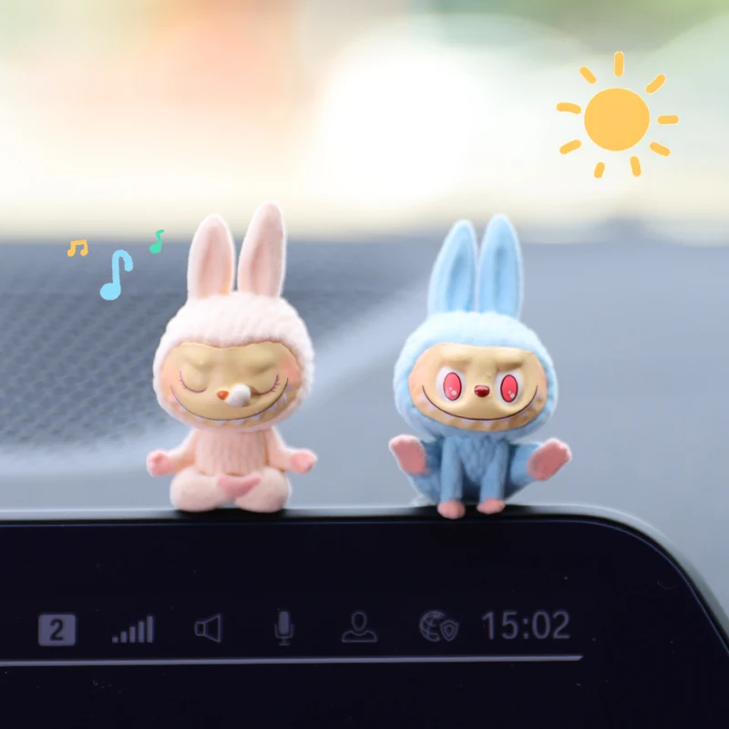 Labubu Car Dashboard Display Toy Blind Box Automotive Interior Decoration Cartoon Yoga Series Center Console Ornament