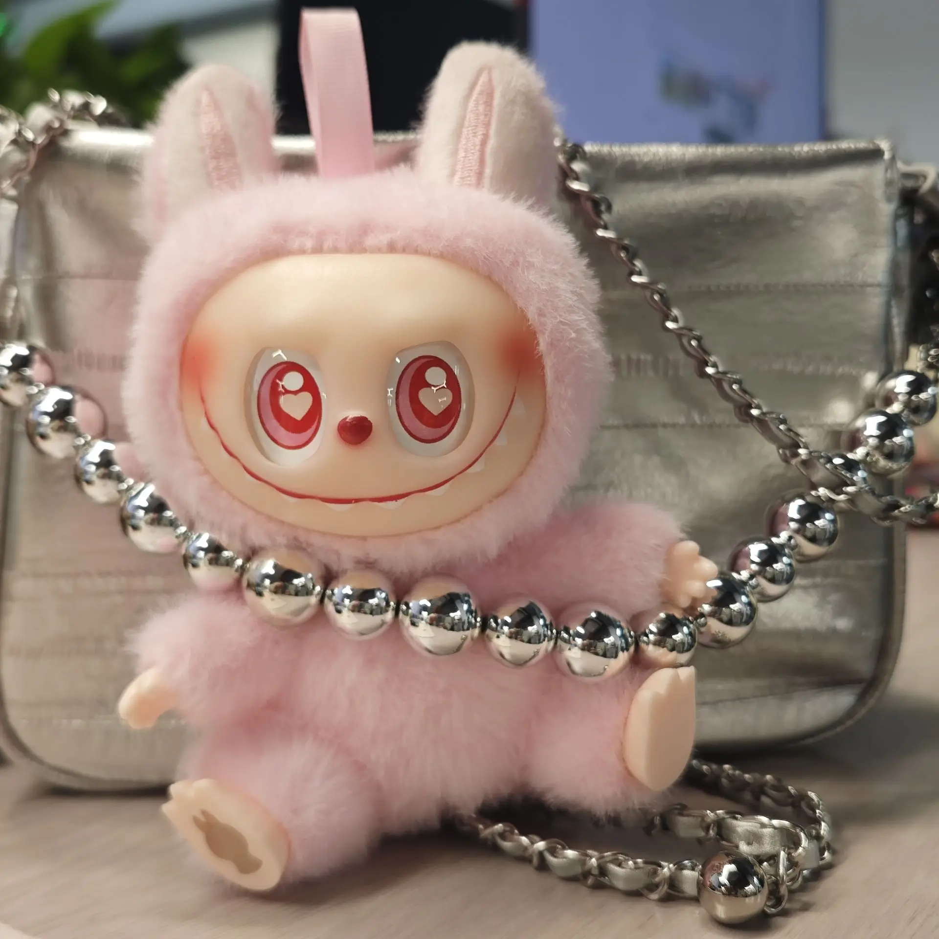 15cm The Monsters Labubu Vinyl Doll Plush Pendant Cute Desktop Ornament Decoration Plush Toy Backpack Pendant Girl Birthday Gift