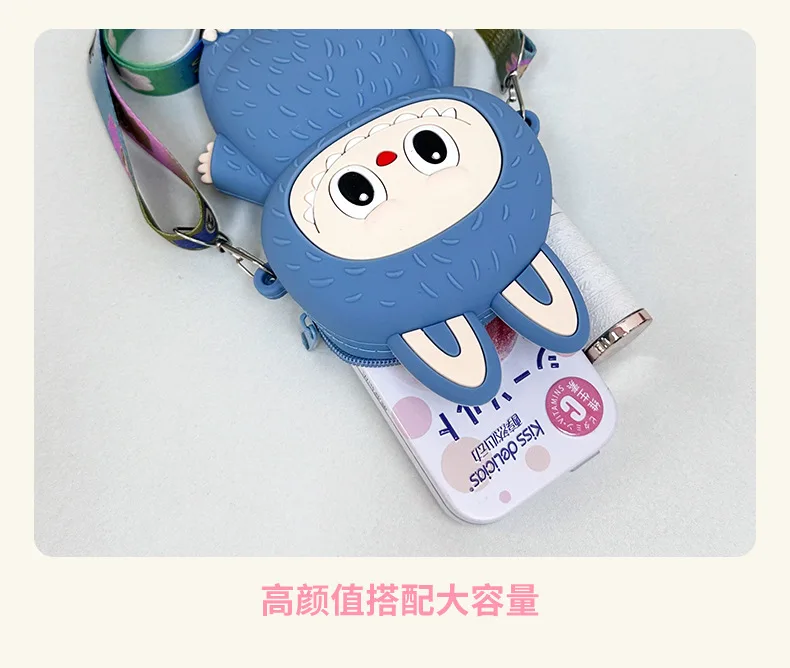 Labubu Cartoon Silicone Coin Purse Kids Crossbody Bag Cute Travel Accessories Birthday Gift for Children Outings Portable Storag Labubu Cartoon Silicone Coin Purse Kids Crossbody Bag Cute Travel Accessories Birthday Gift for Children Outings Portable Storag