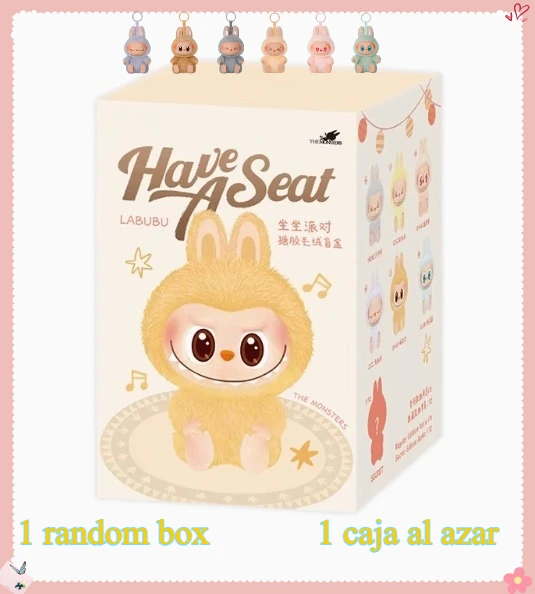 Kawaii Macaron 2nd The Monsters Labubu Sitting Party Vinyl Plush Blind Box Toy Keychain Pendant Surprise Box Birthday Gift