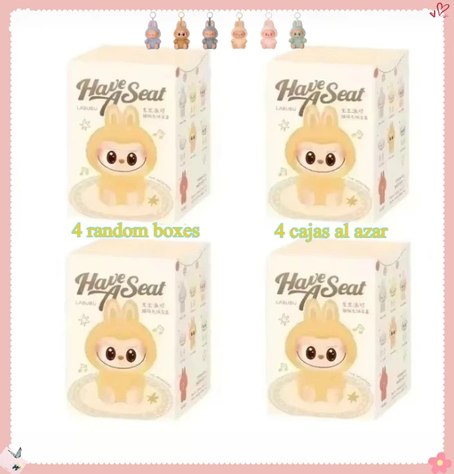 Kawaii Macaron 2nd The Monsters Labubu Sitting Party Vinyl Plush Blind Box Toy Keychain Pendant Surprise Box Birthday Gift