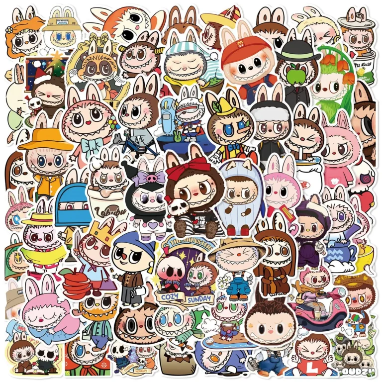 Cartoon Labubu Series Sticker 5pcs Cute Waterproof Sticker Creative Handbook Material Stickers Labubu Stickers for Children