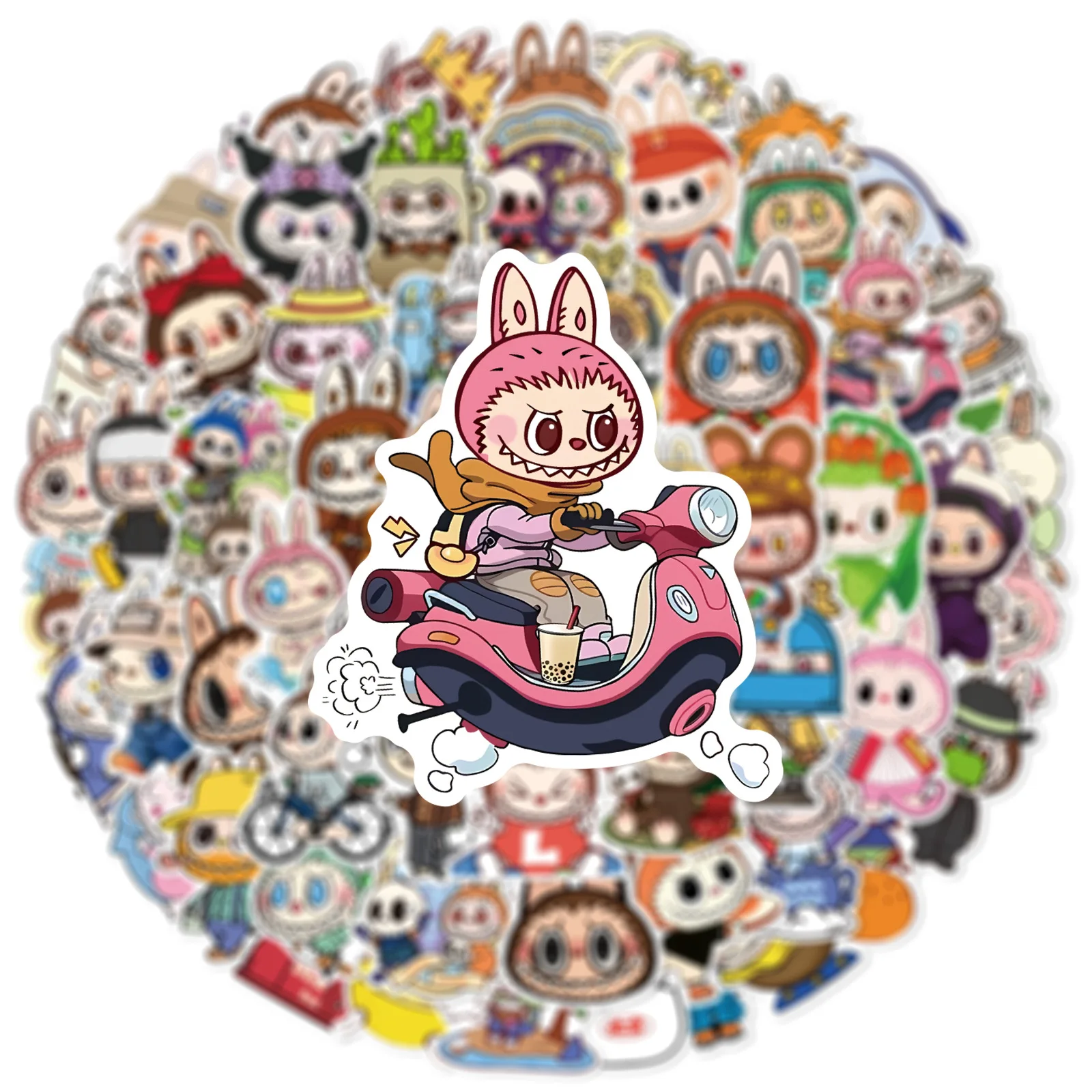 50Pcs Cute Cartoon Labubu Stickers Kawaii Water Bottle Stickers for Gifts, Waterproof Vinyl Stickers, Aesthetic Laptop Stickers