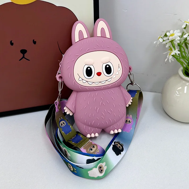 Labubu Cartoon Silicone Coin Purse Kids Crossbody Bag Cute Travel Accessories Birthday Gift for Children Outings Portable Storag Labubu Cartoon Silicone Coin Purse Kids Crossbody Bag Cute Travel Accessories Birthday Gift for Children Outings Portable Storag