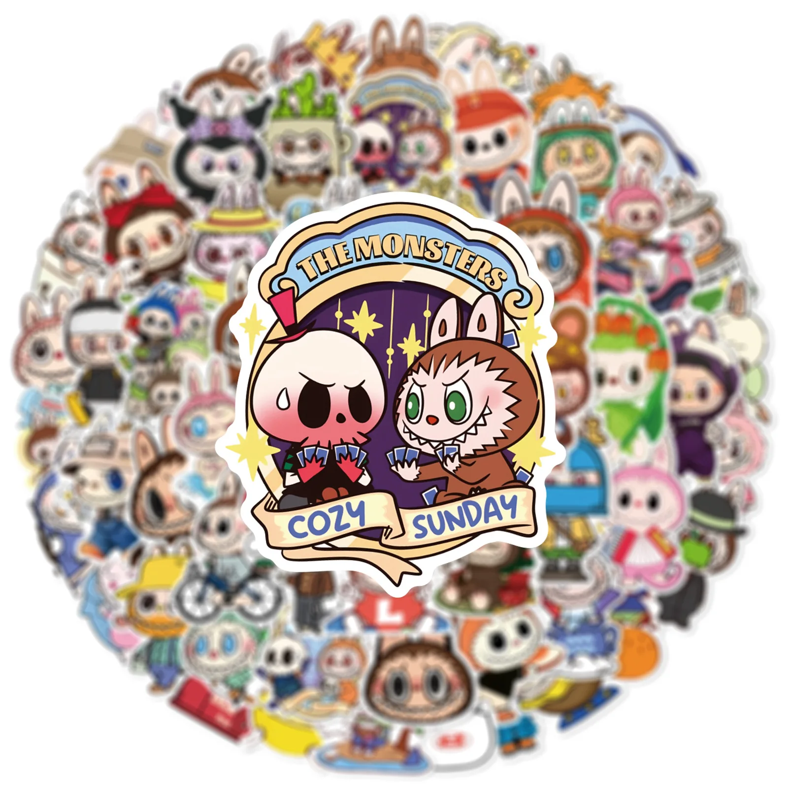 50Pcs Cute Cartoon Labubu Stickers Kawaii Water Bottle Stickers for Gifts, Waterproof Vinyl Stickers, Aesthetic Laptop Stickers