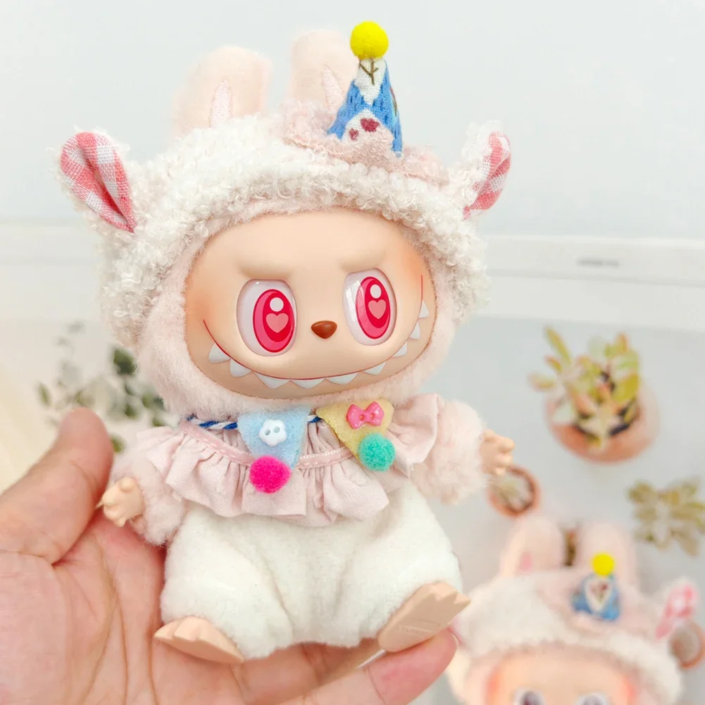 For Labubu V1 V2 Idol Cute Doll Clothes Fashion Sweater Outfit Accessories Sitting Party Pink White Striped Sweater Cup Clothing For Labubu V1 V2 Idol Cute Doll Clothes Fashion Sweater Outfit Accessories Sitting Party Pink White Striped Sweater Cup Clothing