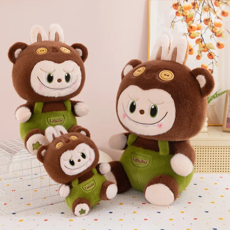 Original Popmart Labubu Braces Plush Toy Kawaii Stuffed Doll 3 Sizes Animal Cute Labubu Cartoon Pillow Home Decor Birthday Gifts