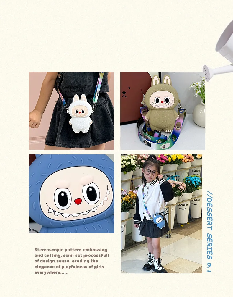 Labubu Cartoon Silicone Coin Purse Kids Crossbody Bag Cute Travel Accessories Birthday Gift for Children Outings Portable Storag Labubu Cartoon Silicone Coin Purse Kids Crossbody Bag Cute Travel Accessories Birthday Gift for Children Outings Portable Storag