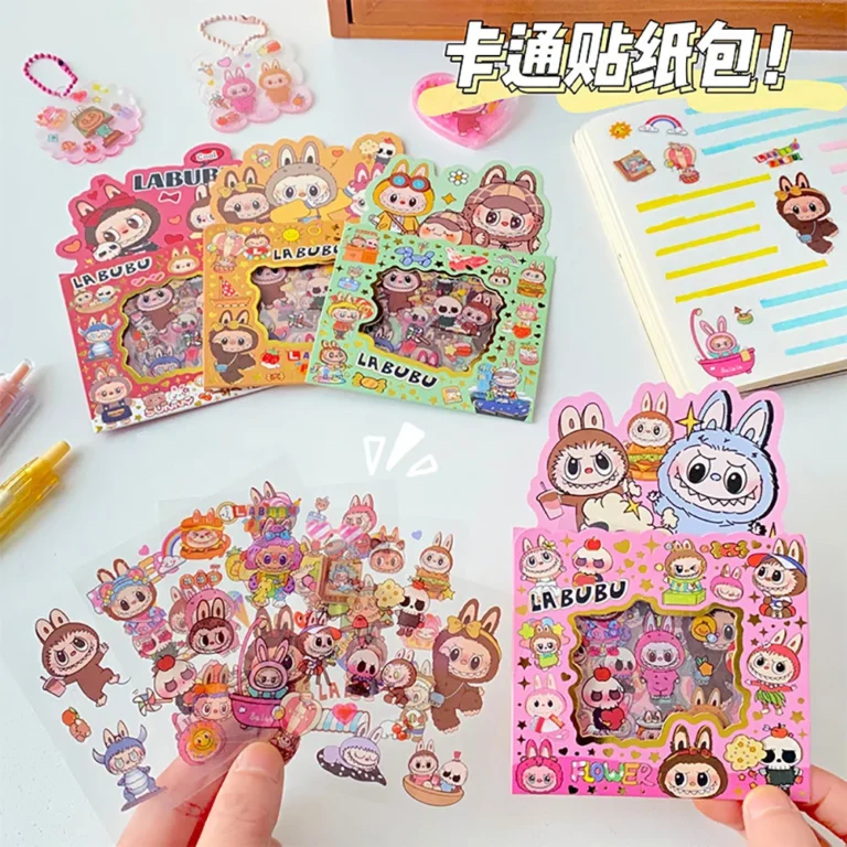 20Sheets Cartoon Labubu Stickers Laser Cute Graffiti Decoration Scrapbook Laptop Luggage Phone Case Sticker Waterproof Decal Toy