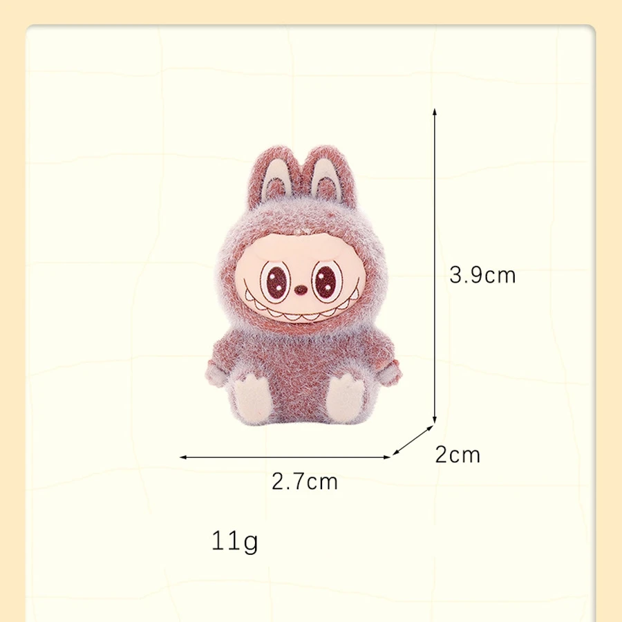 1/9PCS 4cm Cartoon Labubu Series Mini Flocking Exquisite Cute Doll Gift Diy Pendant Accessories Decoration Kawaii Toys Gifts