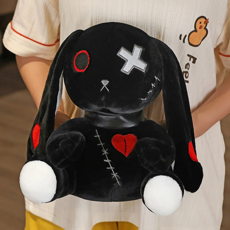 1pc Creepy Goth Bunny Plush Crazy Rabbit Plushie Toys, Spooky Gothic Bunny Stuffed Animal Cute Horror Dreadful Bunny Doll, For H 1pc Creepy Goth Bunny Plush Crazy Rabbit Plushie Toys, Spooky Gothic Bunny Stuffed Animal Cute Horror Dreadful Bunny Doll, For H
