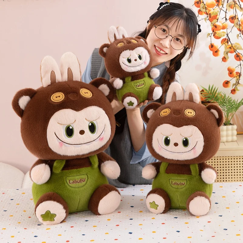 Original Popmart Labubu Braces Plush Toy Kawaii Stuffed Doll 3 Sizes Animal Cute Labubu Cartoon Pillow Home Decor Birthday Gifts