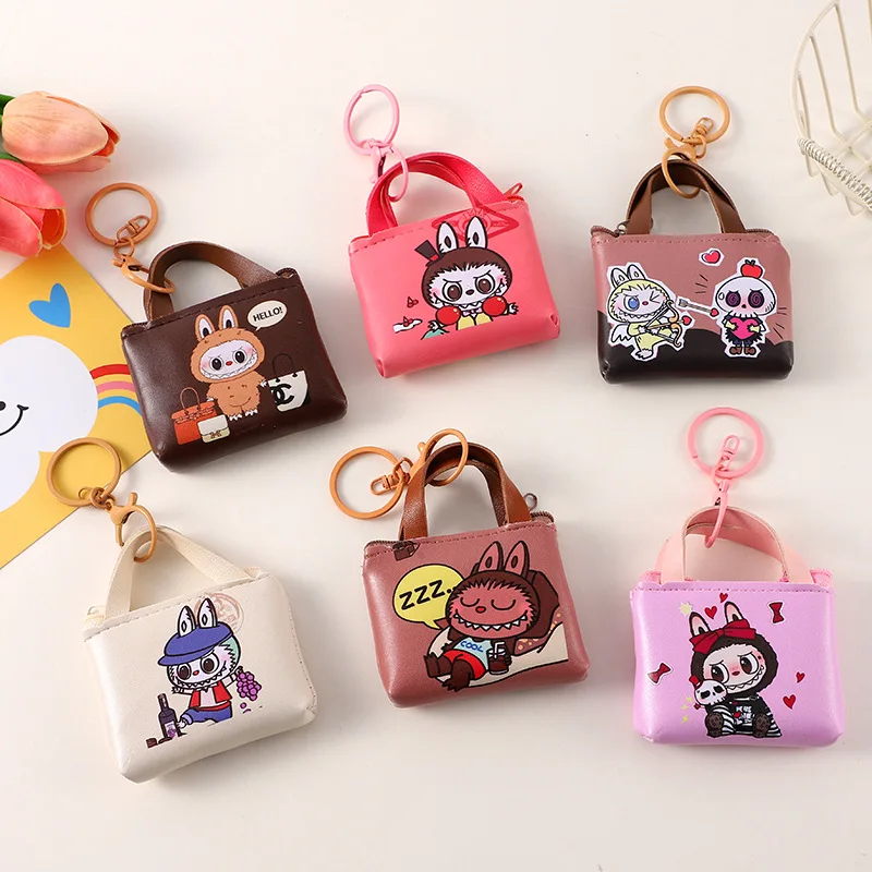 Cartoon Labubu Monster Keyring Exquisite Coin Purse Lightweight Keychain Leather Women's Portable Lipstick Headphone Storage Bag Cartoon Labubu Monster Keyring Exquisite Coin Purse Lightweight Keychain Leather Women's Portable Lipstick Headphone Storage Bag