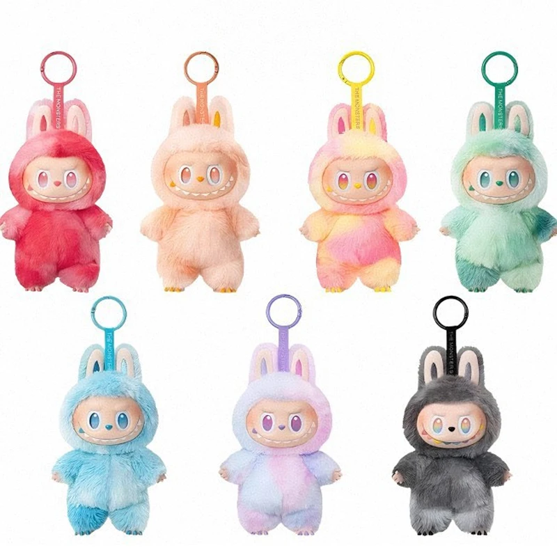 1:1 Quality Kawaii Monster For Labubu Series PVC Macaron Pendant Doll Monster Keychain Birthday Holiday Kids Gift