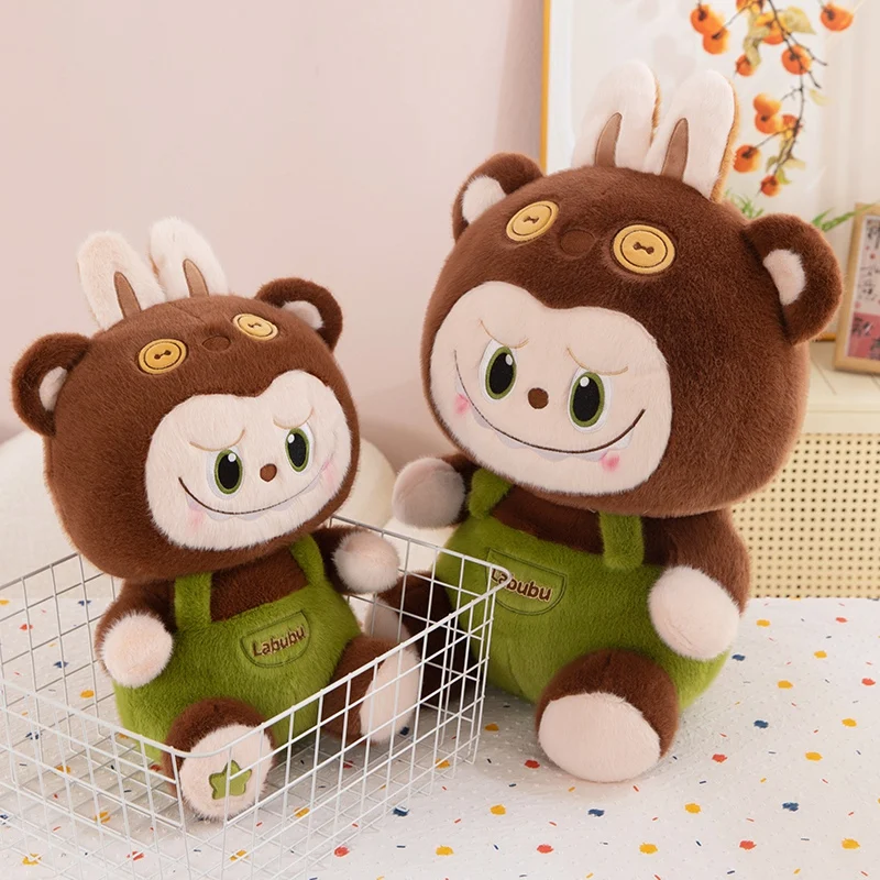 Original Popmart Labubu Braces Plush Toy Kawaii Stuffed Doll 3 Sizes Animal Cute Labubu Cartoon Pillow Home Decor Birthday Gifts