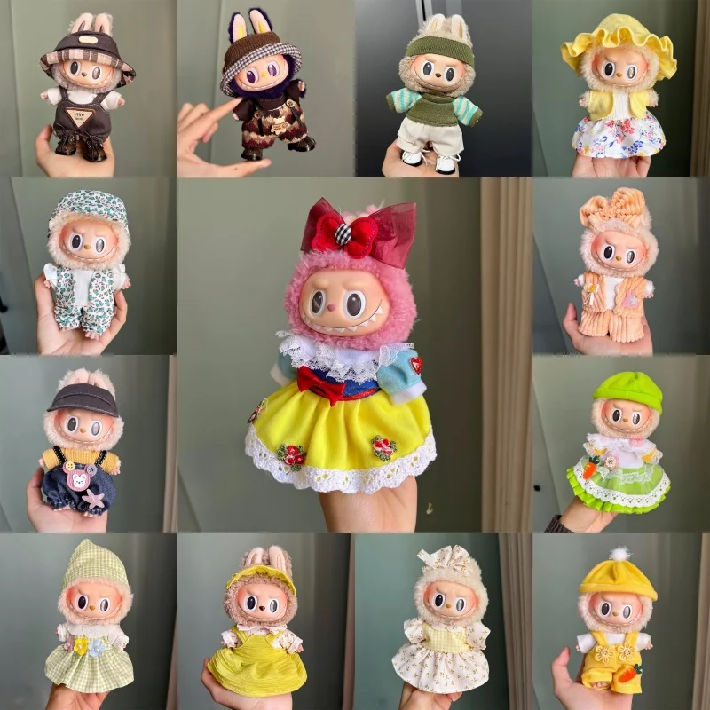 Mini Plush Doll Clothes Outfit Accessories for 17cm Labubu V1 V2 and Multiple Series - The Perfect Attire for Your Doll