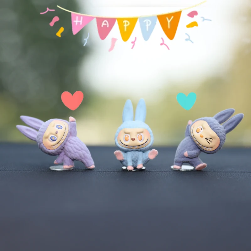 Labubu Car Dashboard Display Toy Blind Box Automotive Interior Decoration Cartoon Yoga Series Center Console Ornament