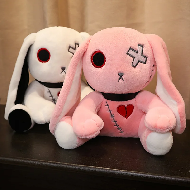 1pc Creepy Goth Bunny Plush Crazy Rabbit Plushie Toys, Spooky Gothic Bunny Stuffed Animal Cute Horror Dreadful Bunny Doll, For H 1pc Creepy Goth Bunny Plush Crazy Rabbit Plushie Toys, Spooky Gothic Bunny Stuffed Animal Cute Horror Dreadful Bunny Doll, For H