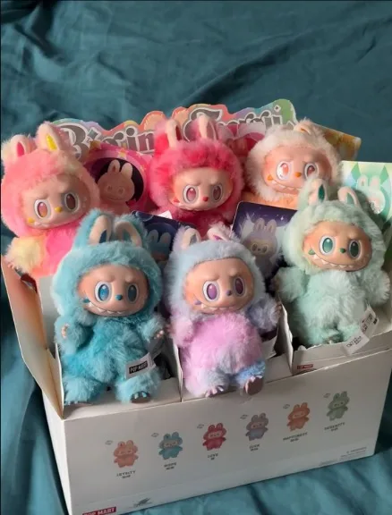 Suitable for LabubuV3 series heartbeat macaron enamel blind box PVC figurine table decoration cute doll children's birthday gift