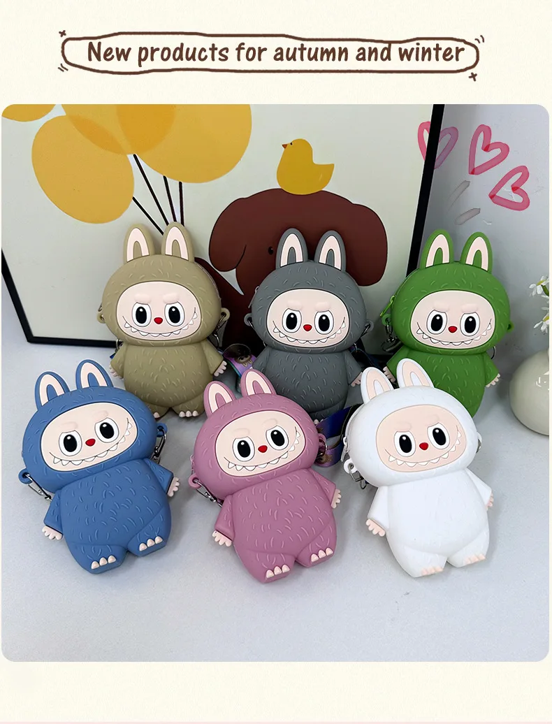 Labubu Cartoon Silicone Coin Purse Kids Crossbody Bag Cute Travel Accessories Birthday Gift for Children Outings Portable Storag Labubu Cartoon Silicone Coin Purse Kids Crossbody Bag Cute Travel Accessories Birthday Gift for Children Outings Portable Storag