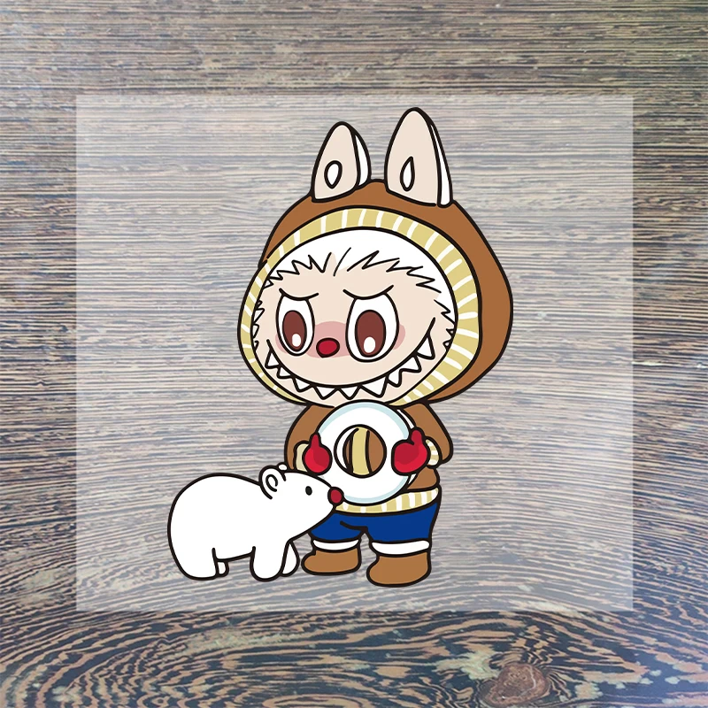 Labubu Iron on Patches for Clothing Anime Cartoon DIY Hoodie Hat T-shirt Heat Transfer Patch Clothes Custom Vinyl Sticker Gifts