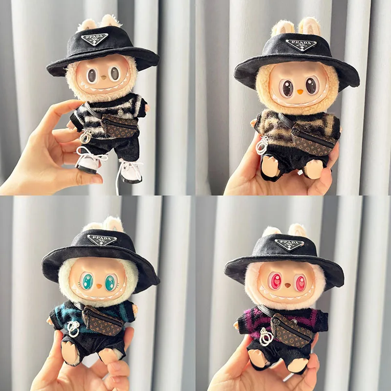 Suitable For 15-17cm Labubu Blind Box Keychain Vinyl Doll Sweater shoes hat  bag Set Doll  luxury clothes  accessories
