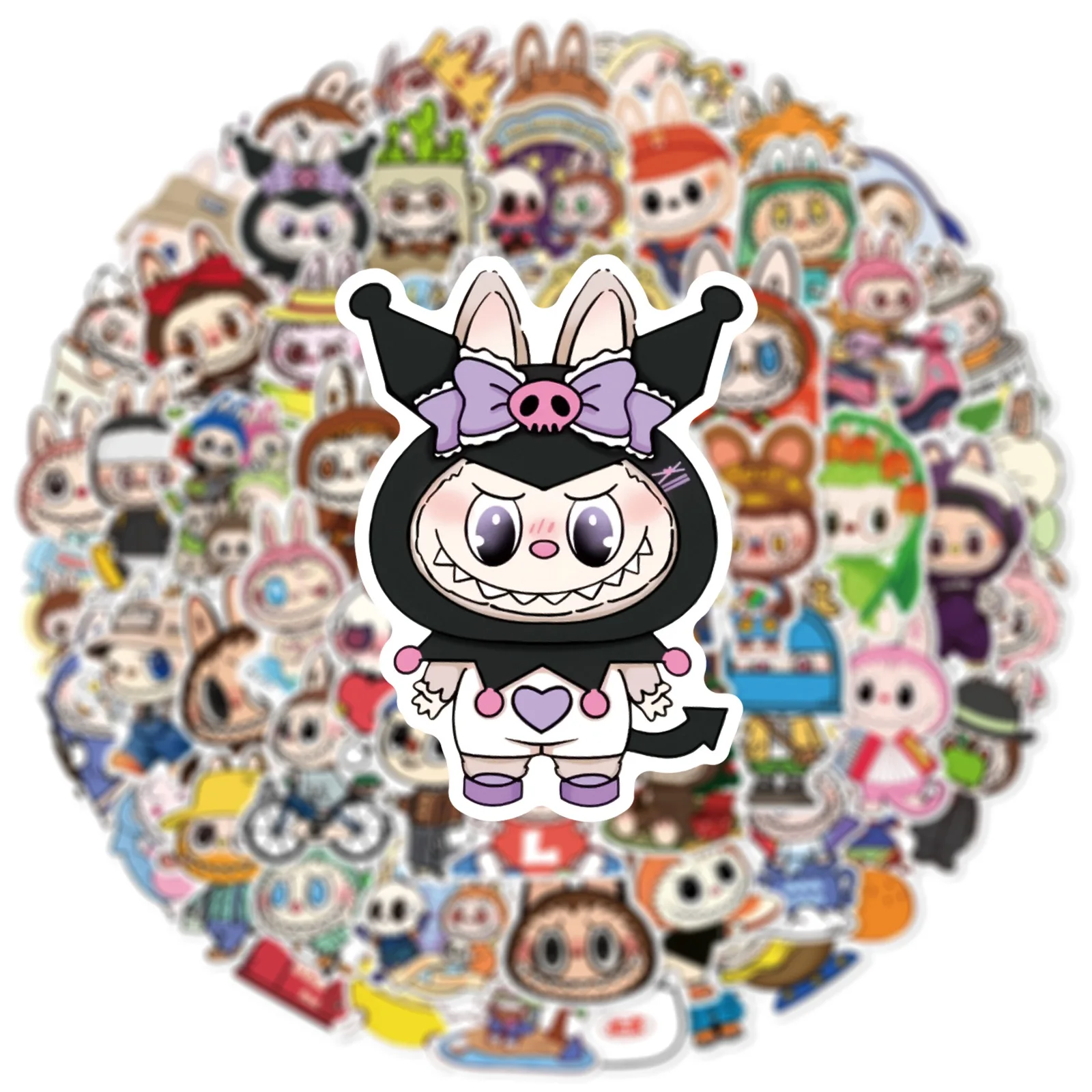 50Pcs Cute Cartoon Labubu Stickers Kawaii Water Bottle Stickers for Gifts, Waterproof Vinyl Stickers, Aesthetic Laptop Stickers