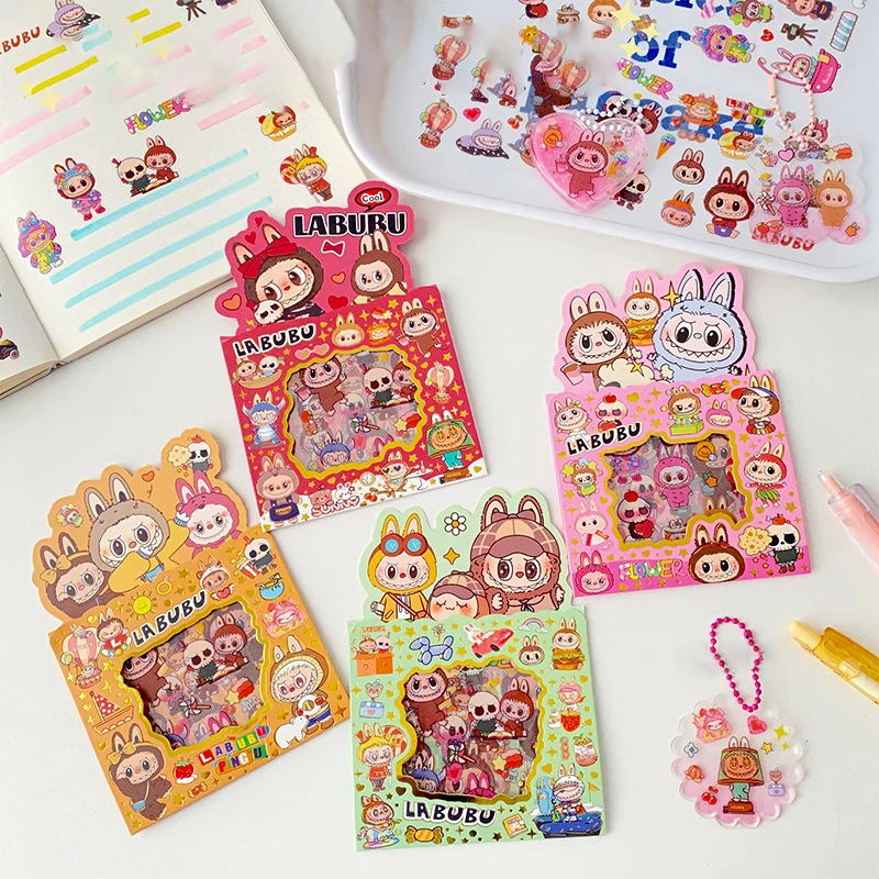Cartoon Labubu Series Sticker 5pcs Cute Waterproof Sticker Creative Handbook Material Stickers Labubu Stickers for Children