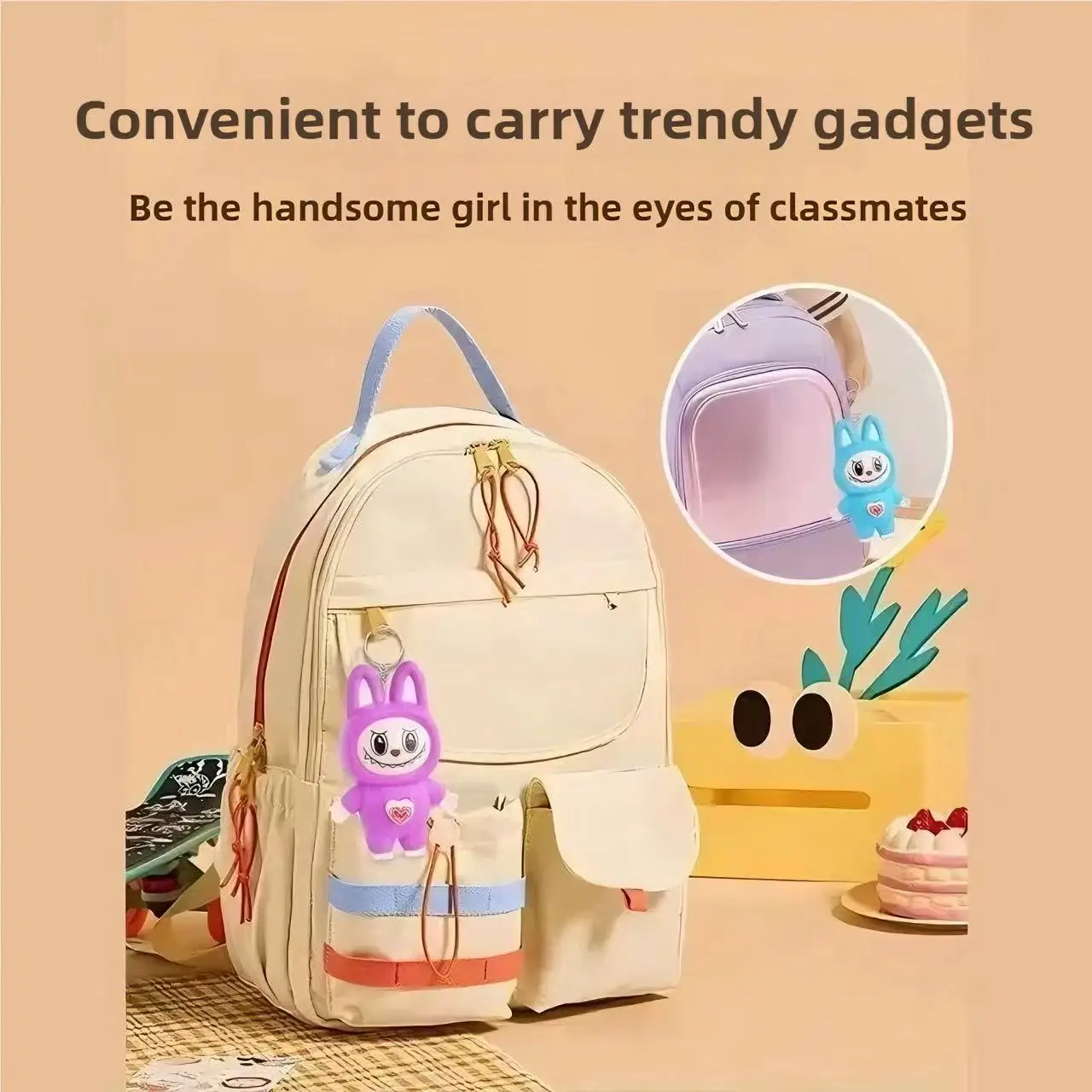 New labubu cartoon Q version face-changing doll keychain backpack toy ornaments decompression gift for boys and girls kawaii
