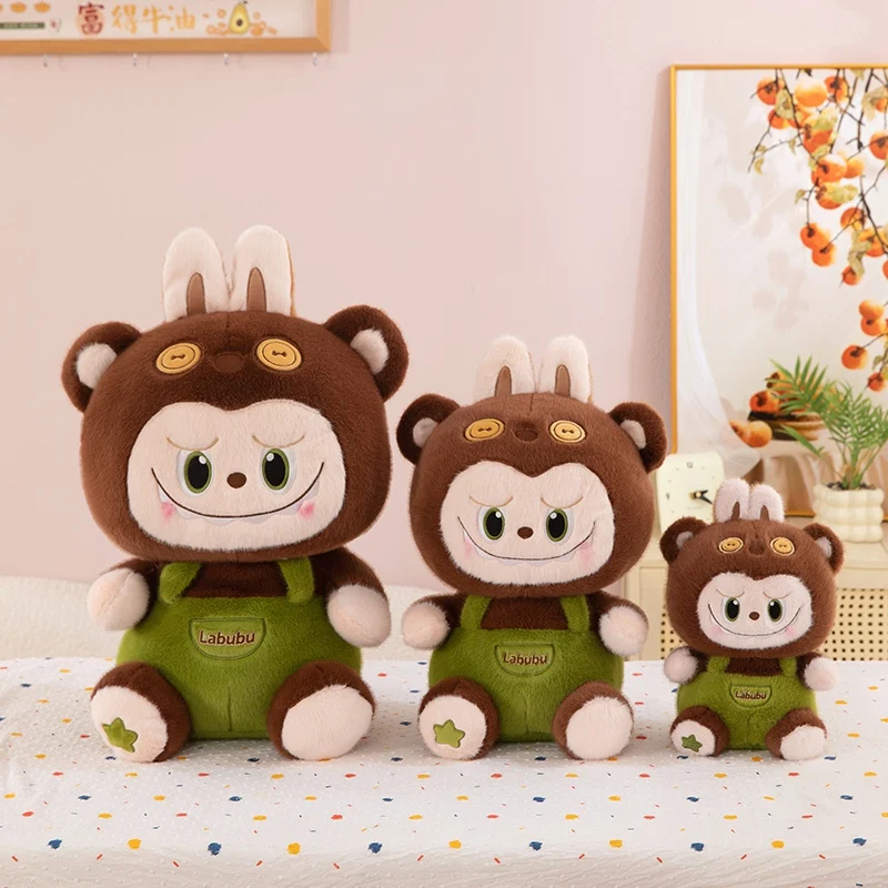 Original Popmart Labubu Braces Plush Toy Kawaii Stuffed Doll 3 Sizes Animal Cute Labubu Cartoon Pillow Home Decor Birthday Gifts