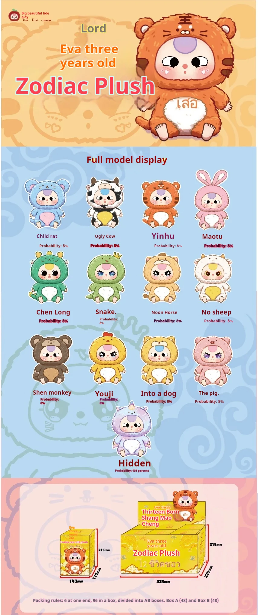 Baby Three Doll Mystery Box Zodiac Series Trendy Toy Ornament Creative Cute Doll Guess Blind Box Girl Birthday Christmas Gift Baby Three Doll Mystery Box Zodiac Series Trendy Toy Ornament Creative Cute Doll Guess Blind Box Girl Birthday Christmas Gift
