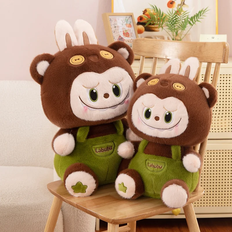Original Popmart Labubu Braces Plush Toy Kawaii Stuffed Doll 3 Sizes Animal Cute Labubu Cartoon Pillow Home Decor Birthday Gifts