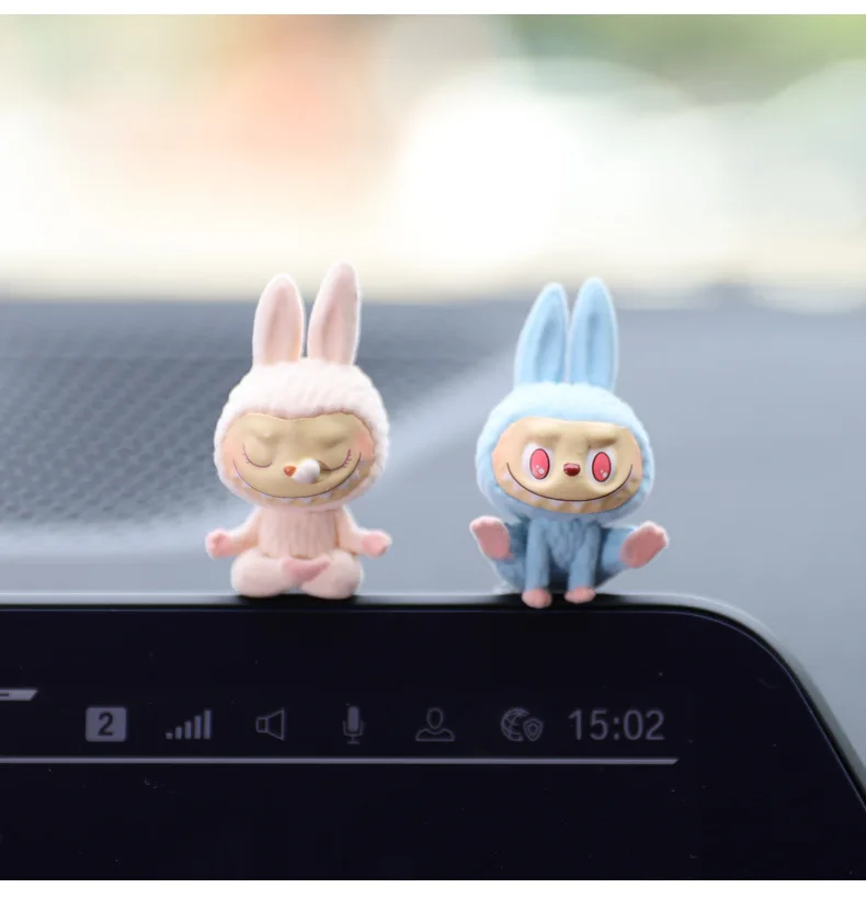 Labubu Car Dashboard Display Toy Blind Box Automotive Interior Decoration Cartoon Yoga Series Center Console Ornament