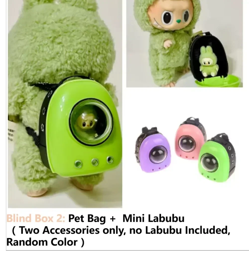 Labubu Monster Doll with Backpack Blind Box Heartbeat Macaron Mokoko Anime Character Guessing Bag Pendant Gift Replica