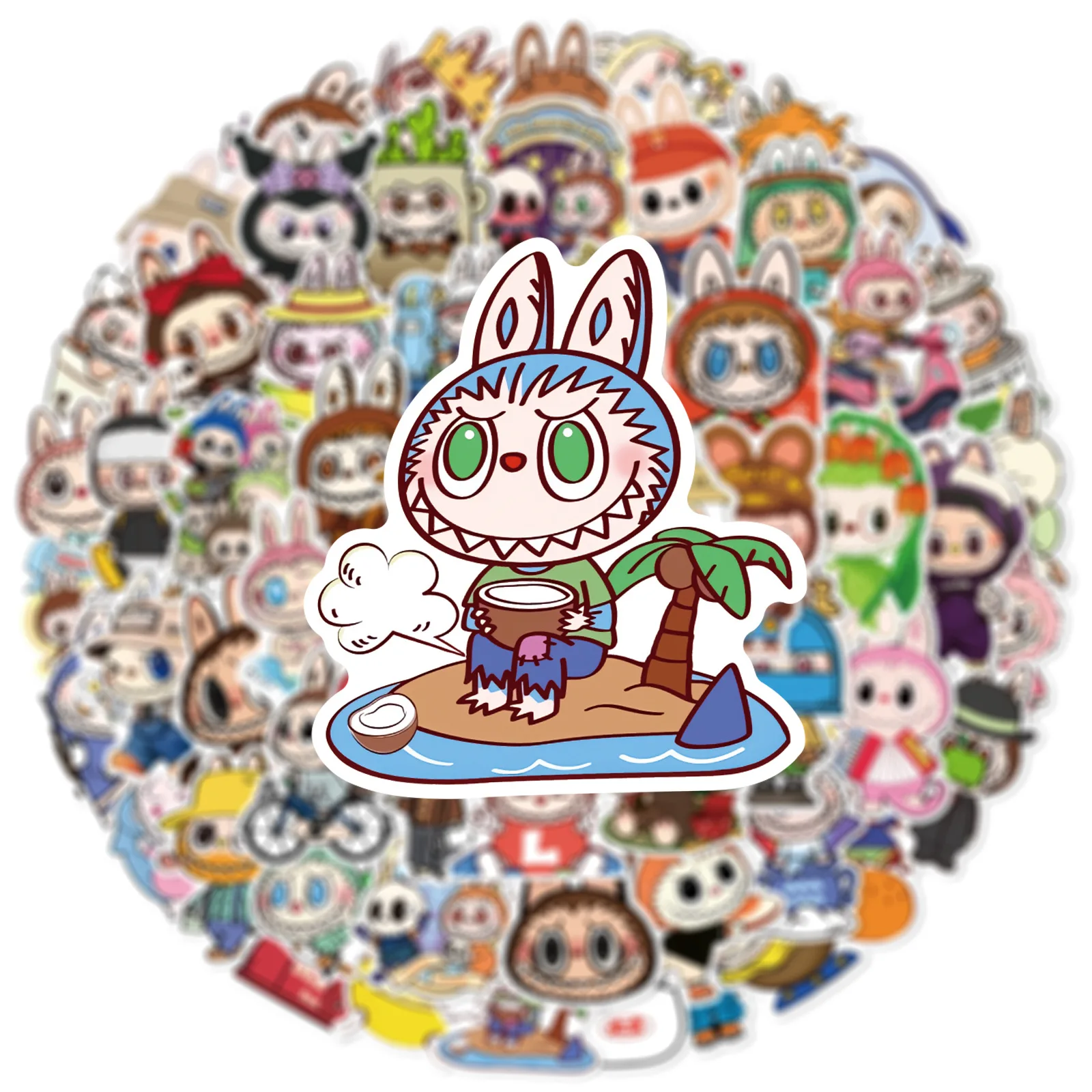 50Pcs Cute Cartoon Labubu Stickers Kawaii Water Bottle Stickers for Gifts, Waterproof Vinyl Stickers, Aesthetic Laptop Stickers