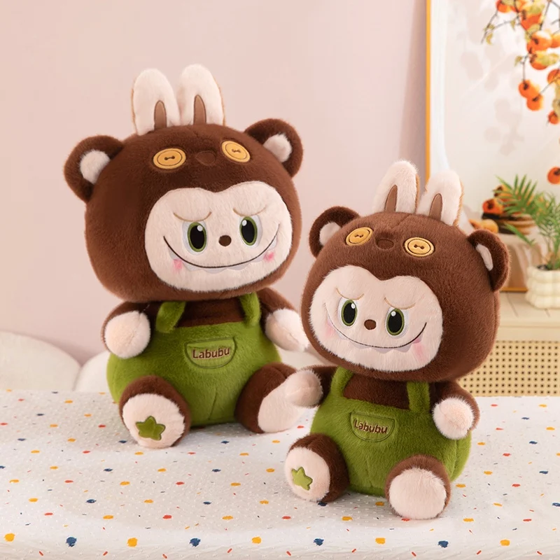 Original Popmart Labubu Braces Plush Toy Kawaii Stuffed Doll 3 Sizes Animal Cute Labubu Cartoon Pillow Home Decor Birthday Gifts